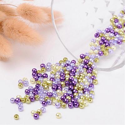 Lavender Garden Mix Pearlized Glass Pearl Beads HY-X006-4mm-08-1