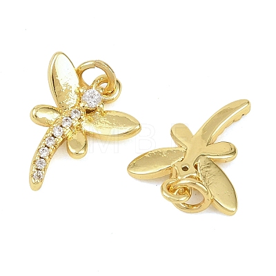 Brass Micro Pave Clear Cubic Zirconia Charms KK-D218-26G-04-1