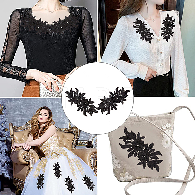 Computerized Embroidery Polyester Floral Lace Collar DIY-WH0321-87A-1