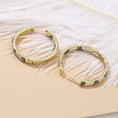 Brass Micro Pave Cubic Zirconia Hoop Earrings EJEW-M077-02G-1