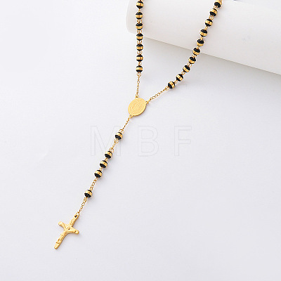 Vintage 304 Stainless Steel Column Rosary Bead Necklaces VY6657-7-1