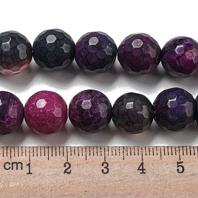Faceted Natural Fire Crackle Agate Beads Strands G-F447-12mm-N05-1