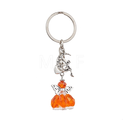 Glass & Tibetan Style Alloy Keychain KEYC-MZ00037-07-1