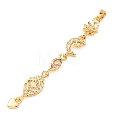 Tassel Brass Micro Pave Clear Cubic Zirconia Big Pendants KK-L271-01G-01-1