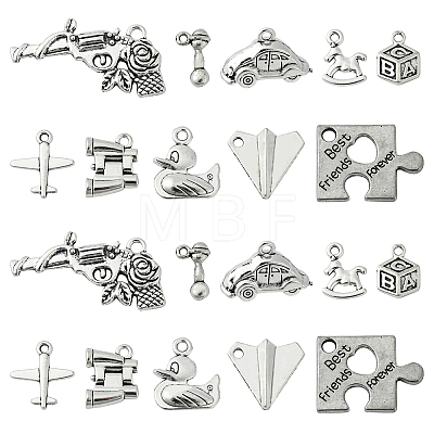 100Pcs 10 Styles Tibetan Style Alloy Pendants TIBEP-CJ0002-62-1