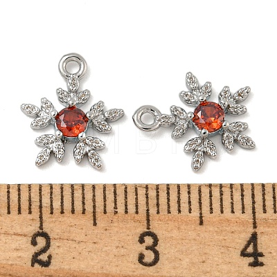 Flower Brass Micro Pave Cubic Zirconia Pendants KK-N254-102P-02-1