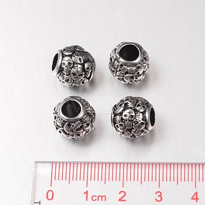 Retro Rondelle with Skull 304 Stainless Steel European Large Hole Beads OPDL-E005-17AS-1