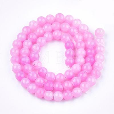 Natural Dyed Yellow Jade Gemstone Bead Strands G-R271-6mm-Y10-1