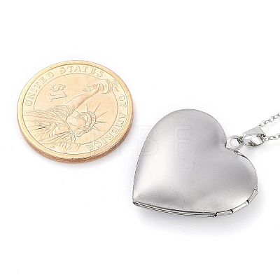 Anti-Tarnish 304 Stainless Steel Heart Locket Pendant Cable Chain Necklaces for Women LS-NJEW-M050-04E-P-1