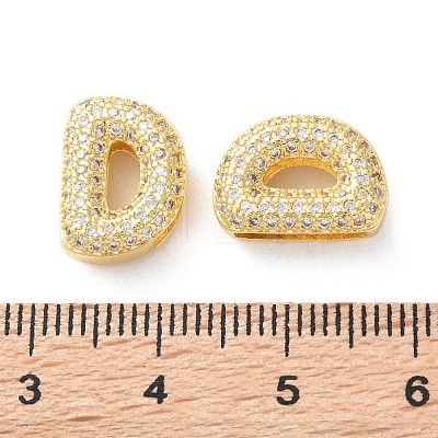 Rack Plating Brass Micro Pave Cubic Zirconia Slide Charms KK-C084-34G-D-1