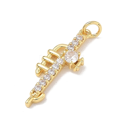 Brass Micro Pave Clear Cubic Zirconia Pendants KK-D289-01G-12-1