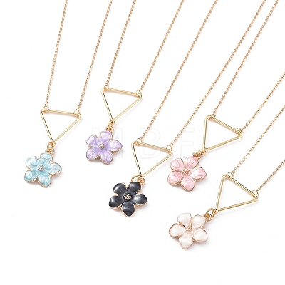 Flower Zinc Alloy Pendant Necklaces NJEW-JN02675-1