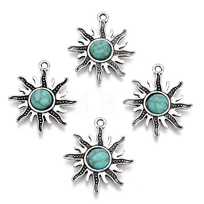 Synthetic Turquoise Pendants PALLOY-TAC0044-53AS-1