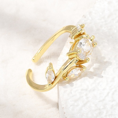 Brass Micro Pave Cubic Zirconia Cuff Open Rings CU-CBA108A-13G-02-1