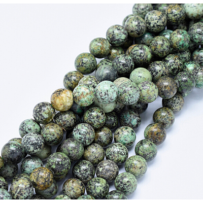 Natural African Turquoise(Jasper) Beads Strands G-D840-90-10mm-1