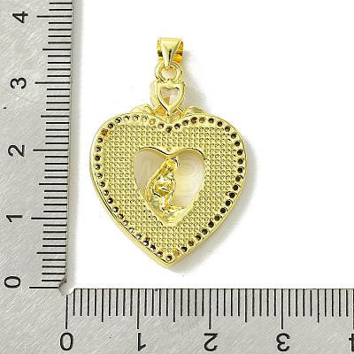 Mother's Day Real 18K Gold Plated Brass Micro Pave Clear Cubic Zirconia Pendants KK-H472-13G-08-1