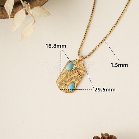 304 Stainless Steel & Synthetic Turquoise Pendant Necklaces for Women WGA2F7A-02-1