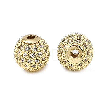 Round Brass Micro Pave Cubic Zirconia Beads ZIRC-N016-01G-10mm-1