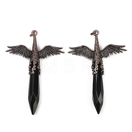 Natural Obsidian Faceted Pointed Bullet Shaped Big Pendants G-T145-01R-07-1