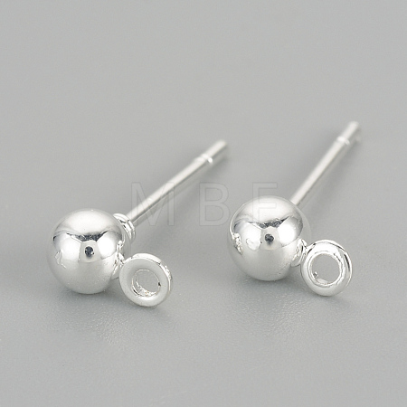 Iron Ball Stud Earring Findings KK-R071-09S-1