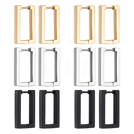 12Pcs 3 Colors 316 Stainless Steel Hoop Earrings EJEW-UN0003-23A-1