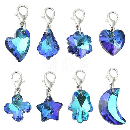 16Pcs 8 Styles Electroplated Glass Pendant Decorations HJEW-YW00361-1