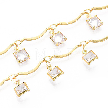 Brass Glass Scalloped Bar Chains CHC-T018-09G-1