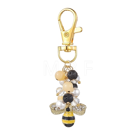 Bees Alloy Rhinestone Pendant Decorations HJEW-JM01774-1