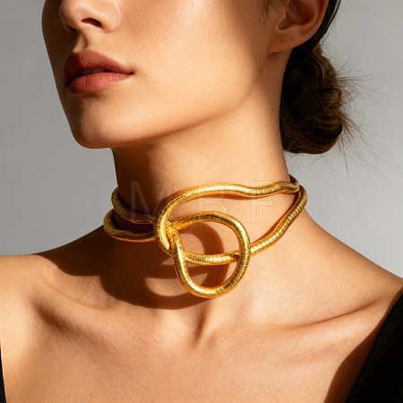 Brass Bendable Round Snake Chain Choker Necklaces WG7193F-01-1