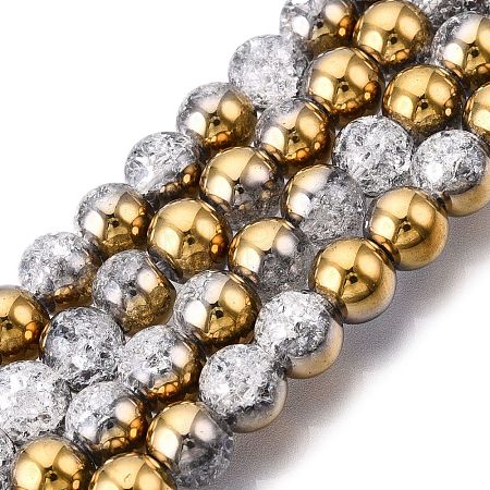 Electroplated Crackle Glass Beads Strands X-EGLA-N014-8mm-04-1
