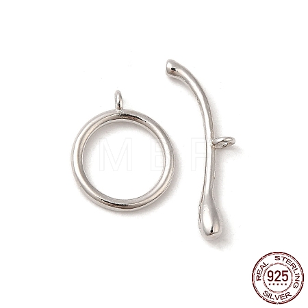 Rhodium Plated 925 Sterling Silver Toggle Clasps STER-G038-03P-1