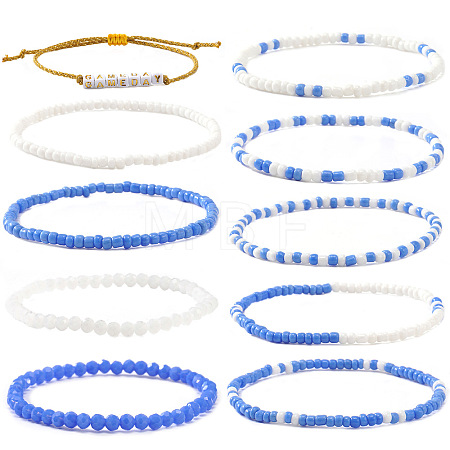 10Pcs Glass Seed Bead & Glass Stretch Bracelets ZB7764-6-1