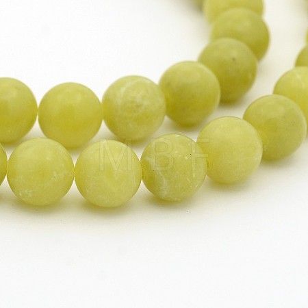 Natural Olive Jade Round Bead Strands G-P070-34-8mm-1
