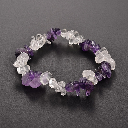 Chips Gemstone Beaded Stretch Bracelets X-BJEW-JB01825-02-1