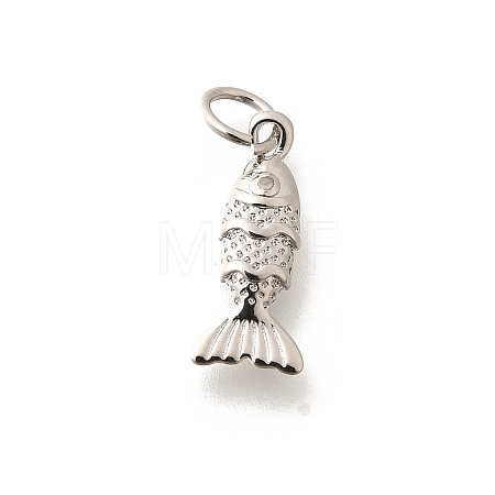 Rack Plating Natural Gemstone Fish Charms KK-L225-013P-1