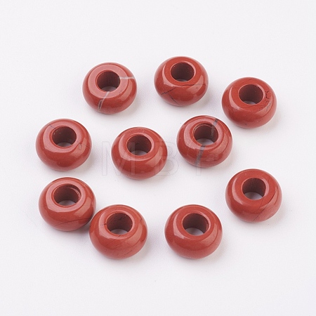 Natural Red Jasper European Beads G-G740-12x6mm-04-1