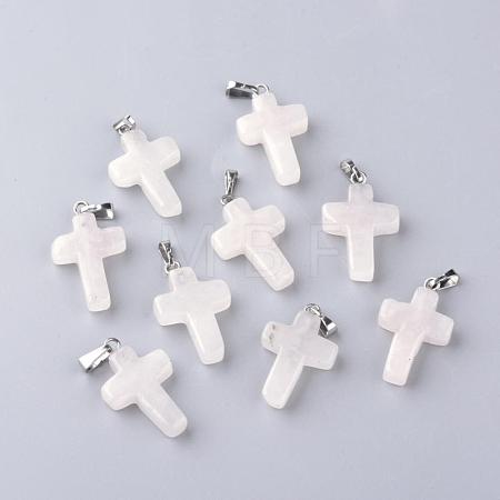 Natural Rose Quartz Pendants G-J354-09-1