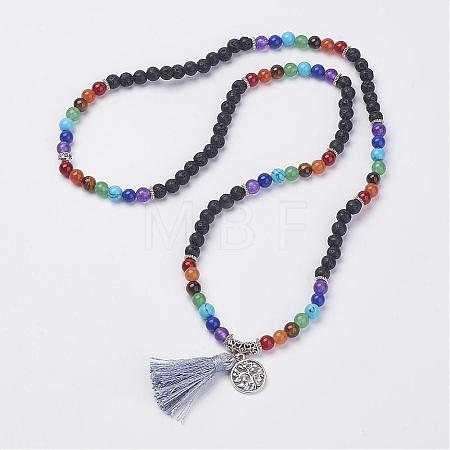Natural Gemstone Beads Necklaces NJEW-F147-A01-1
