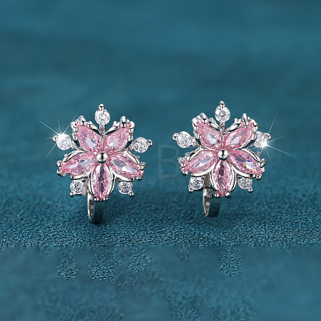 Brass Micro Pave Cubic Zirconia Clip-on Earrings WG89C97-02-1