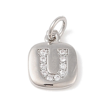 Rack Plating Brass Micro Pave CLear Cubic Zirconia Charms KK-E110-14P-U-1