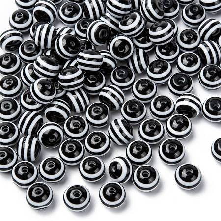 Round Striped Resin Beads RESI-R158-10mm-11-1