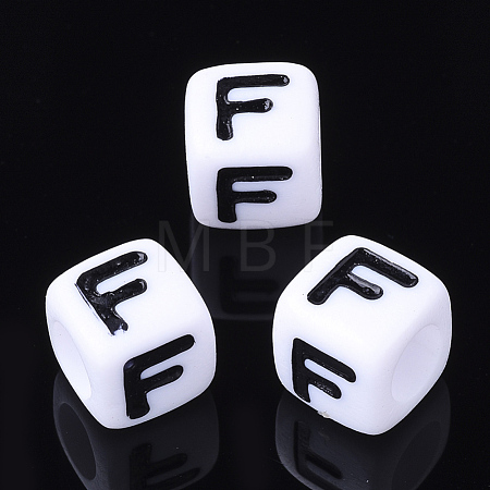 Acrylic Horizontal Hole Letter Beads X-PL37C9129-F-1