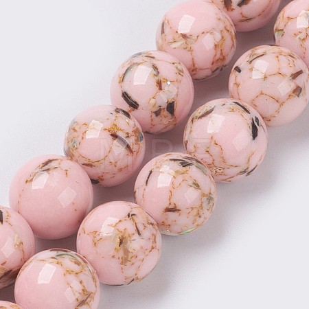 Sea Shell and Synthetic Turquoise Assembled Beads Strands G-G758-09-10mm-1