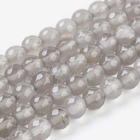 Natural Grey Agate Beads Strands G-G067-6mm-1-1