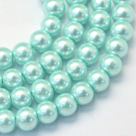 Baking Paint Pearlized Glass Pearl Round Beads Strands X-HY-Q003-10mm-45-1