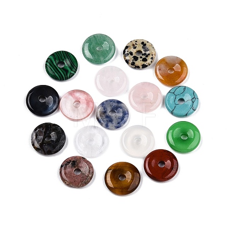 Natural & Synthetic Mixed Stone Donut Pendants G-N344-38C-1
