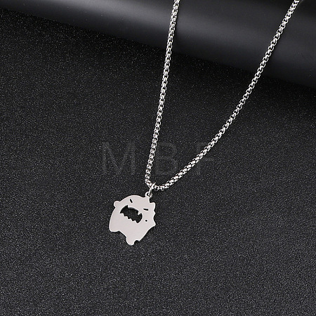 Halloween 201 Stainless Steel Little Monster Pendant Box Chain Necklaces for Women Men WGE09D2-02-1