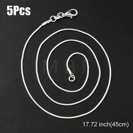 Brass Round Snake Chain Necklace with Lobster Claw Clasps MAK-YW0001-15B-1