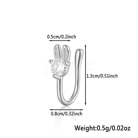 925 Sterling Silver Pave Clear Cubic Zirconia Rabbit Nose Rings MA2524-12-1