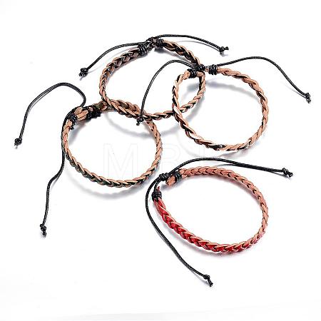 Adjustable Braided Leather Cord Bracelets BJEW-P099-21-1
